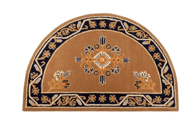 56" Wide Jardin Half Round Wool Hearth Rug H-614