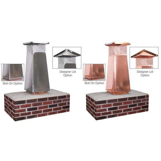 Stainless and Copper Designer Lid Flue Extension Chimney Caps