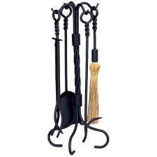 Black Wrought Iron Fireplace Tool Set Uniflame f-1123