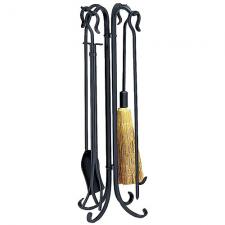 Black Wrought Iron Fireplace Tool Set Uniflame f-1128