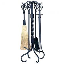 Black Wrought Iron Fireplace Tool Set Uniflame f-1133