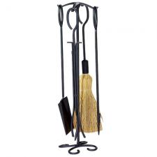 Black Wrought Iron Fireplace Tool Set Uniflame f-1187B