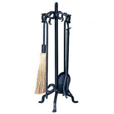 Black Wrought Iron Fireplace Tool Set Uniflame f-1267