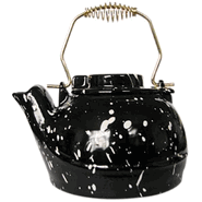 Black Porcelain Kettle with White Speckles - 2.5 Quart