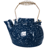 Blue Porcelain Kettle with White Speckles - 2.5 Quart