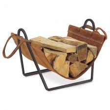 Black Log Holder with Leather Carrier Pilgrim 18516