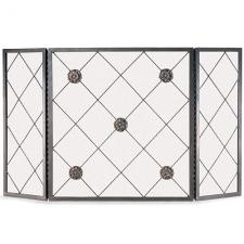 Rosettes Brushed Bronze Fireplace Screen Pilgrim 19213
