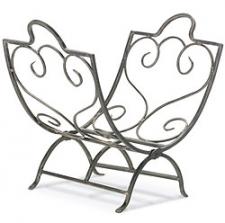 Brushed Pewter Country Scroll Wood Holder