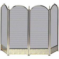 Polished Brass Fireplace Screen - 52" Wide x 32" High